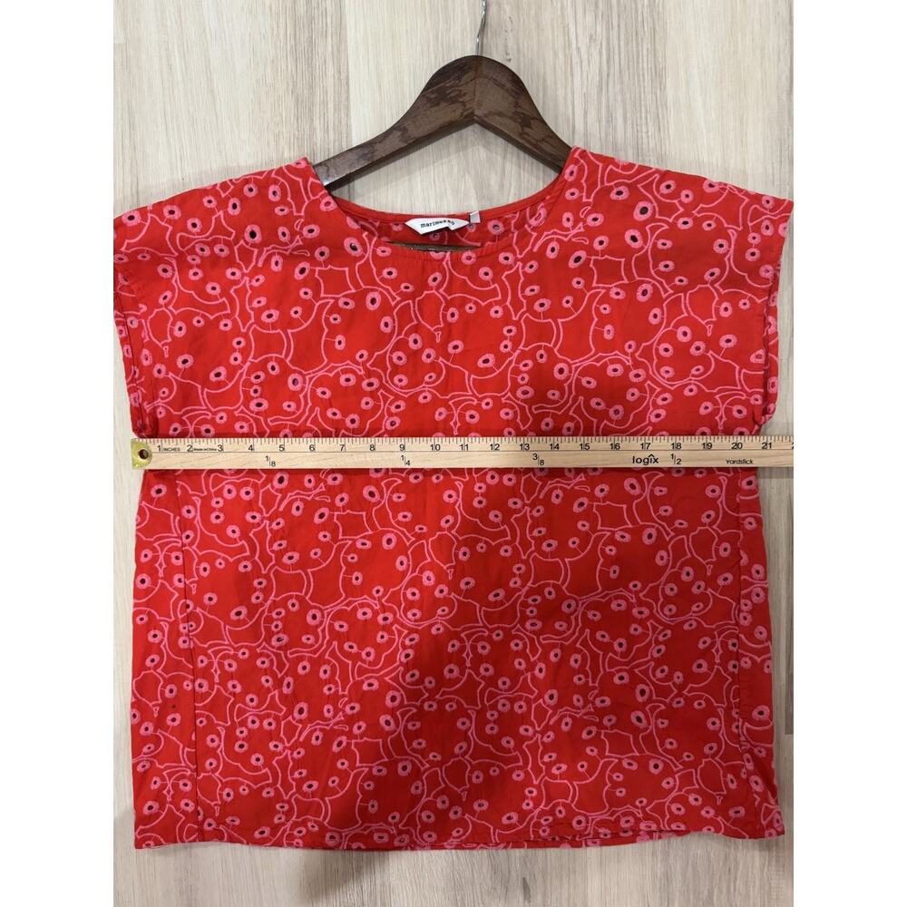 Anthropologie Women’s Marimekko Nilan Retukka Red Eyelet SET Top 36 Skirt 40 - Picture 5 of 13